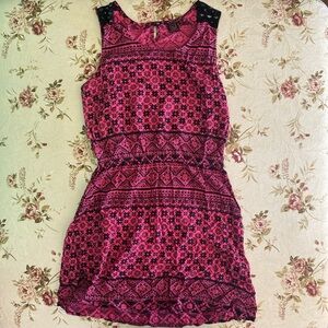 Sleeveless Pink Patterned Casual Dress
